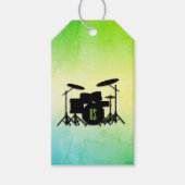 Monogram drumstel groen cadeaulabel (Voorkant)