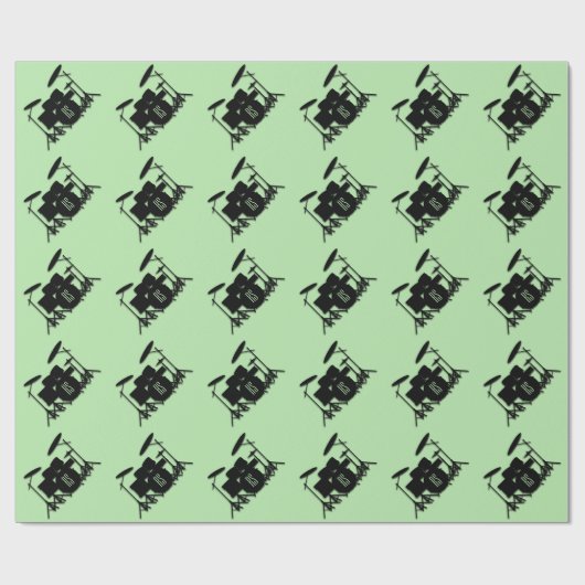 Monogram drumstel groen cadeaupapier (Vlak)