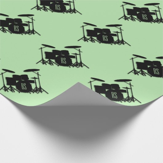 Monogram drumstel groen cadeaupapier (Hoek)