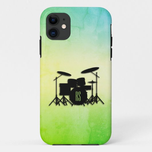 Monogram Drumstel Groen Case-Mate iPhone Case (Achterkant)