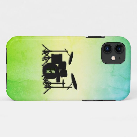 Monogram Drumstel Groen Case-Mate iPhone Case (Achterkant (horizontaal))