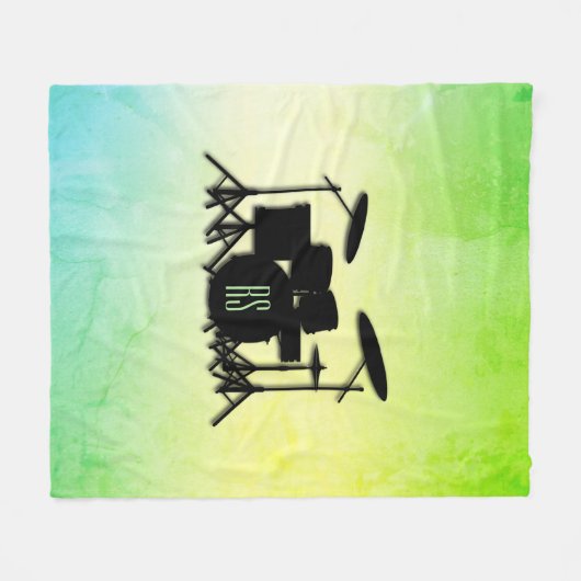 Monogram drumstel groen fleece deken (Voorkant (Horizontaal))