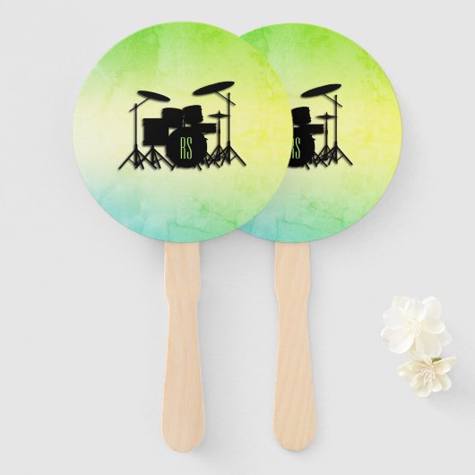Monogram Drumstel Groen Handwaaier (Voorkant en achterkant)