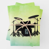 Monogram drumstel groen inpakpapier vel (In situ)