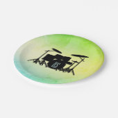 Monogram drumstel groen papieren bordje (Gekanteld)