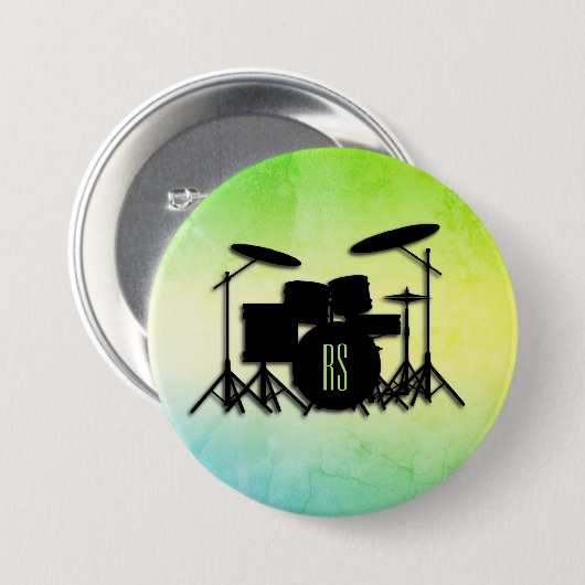 Monogram drumstel groen ronde button 7,6 cm (Voorkant /achterkant)