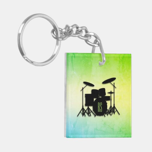 Monogram drumstel groen sleutelhanger (Voorkant Links)