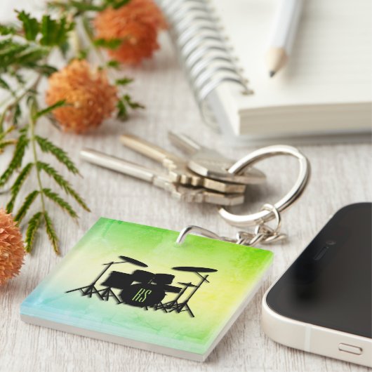 Monogram drumstel groen sleutelhanger (Voorkant Rechts)