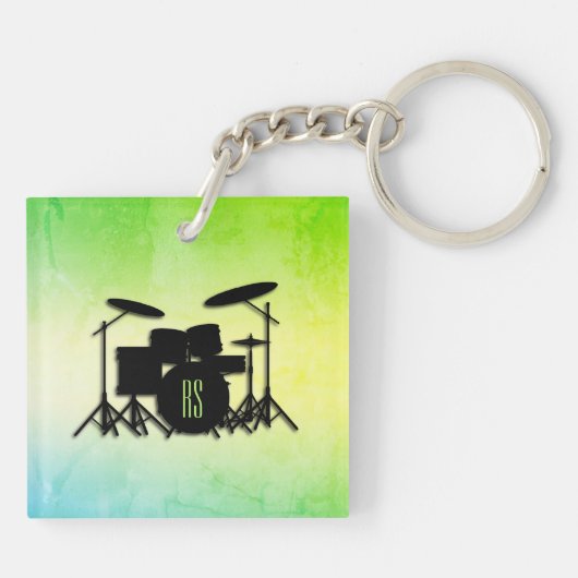 Monogram drumstel groen sleutelhanger (Achterkant)