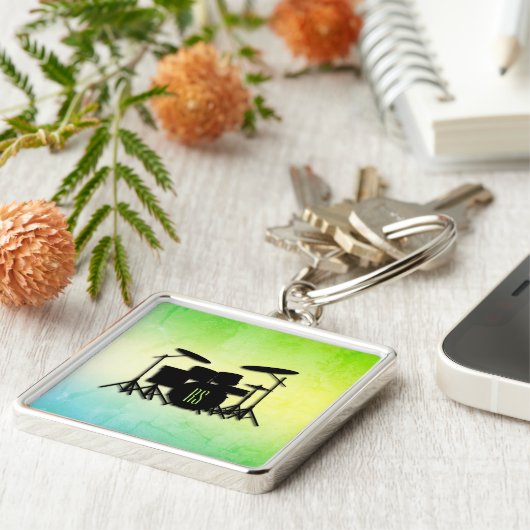 Monogram drumstel groen sleutelhanger (Zijkant)