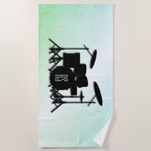 Monogram drumstel groen strandlaken (Voorkant)