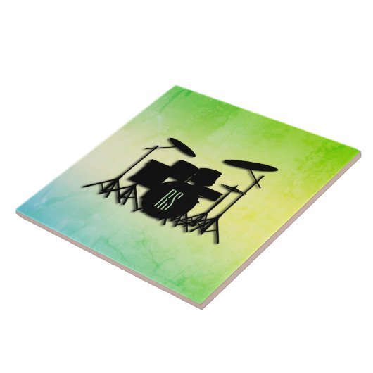 Monogram drumstel groen tegeltje (Zijkant)