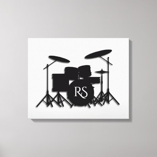 Monogram Drumstel Zilver Canvas Afdruk (Voorkant)