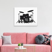Monogram Drumstel Zilver Canvas Afdruk (Insitu (Woonkamer))