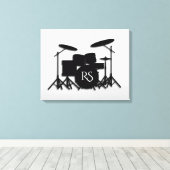 Monogram Drumstel Zilver Canvas Afdruk (Insitu (Houten vloer))