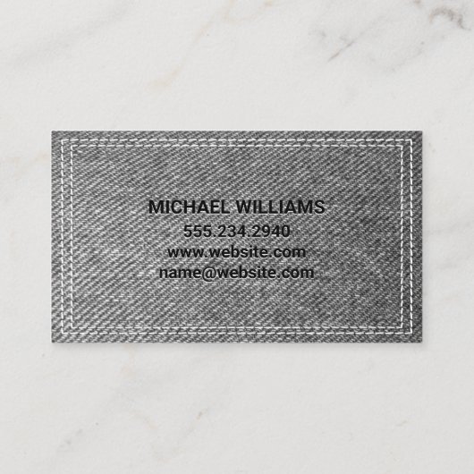 Monogram | Dubbel gestikt denim Visitekaartje (Achterkant)