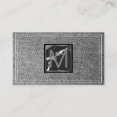 Monogram | Dubbel gestikt denim Visitekaartje (Voorkant)