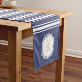 Monogram Dubbel Gestreept | Marineblauw Medium Tafelloper (Voorbeeld)