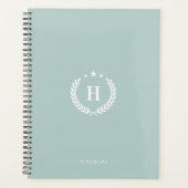 Monogram Duck Egg Green Modern Minimalist Fitness Planner (Voorkant)