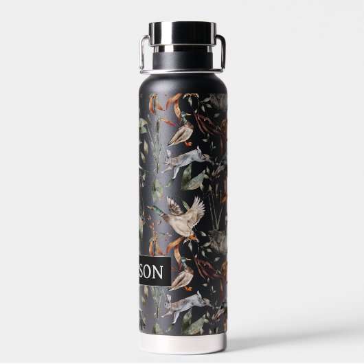 Monogram Duck Goose Rabbit Hunting Autumn Leaves Waterfles (Achterkant)