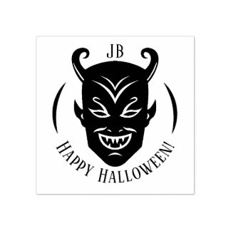 Monogram Duivel Halloween Embleem Rubberstempel