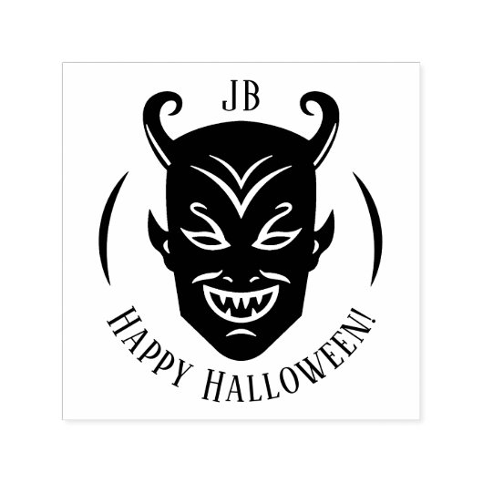 Monogram Duivel Halloween Zelfinktende Stempel (Design)