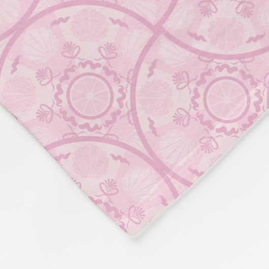 Monogram Dusky Roos Preppy in roze Art Deco fans Fleece Deken (Hoek)