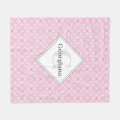 Monogram Dusky Roos Preppy in roze diamanten Tegel Fleece Deken (Voorkant (Horizontaal))