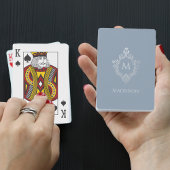 Monogram Dusty Blue Elegant  Crest Naam Pokerkaarten