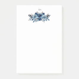 Monogram Dusty Blue en Navy Floral Post-it® Notes