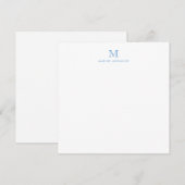 Monogram Dusty Blue Minimalist Modern Elegant Notitiekaartje (Voorkant / Achterkant)