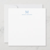 Monogram Dusty Blue Minimalist Modern Elegant Notitiekaartje (Voorkant)