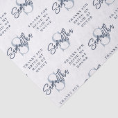 Monogram Dusty Blue Pattern Maid of Honor Bedankt Tissuepapier (Detail)