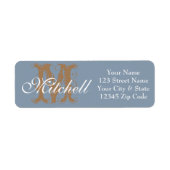 Monogram Dusty Blue retouradreslabels Etiket (Voorkant)