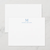 Monogram Dusty Blue Simple Classic Formal Elegant Notitiekaartje (Voorkant / Achterkant)