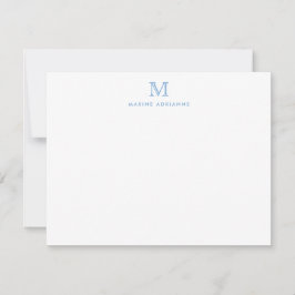 Monogram Dusty Blue Simple Classic Formal Elegant Notitiekaartje