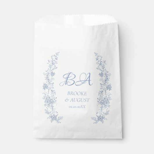 Monogram Dusty Blue Wedding Bedankzakje (Voorkant)