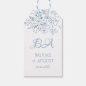 Monogram Dusty Blue Wedding Cadeaulabel (Voorkant)