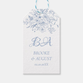 Monogram Dusty Blue Wedding Cadeaulabel