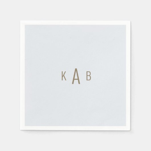 Monogram Dusty Blue Wedding Cocktail Servet (Voorkant)