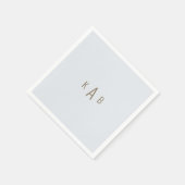 Monogram Dusty Blue Wedding Cocktail Servet (Hoek)