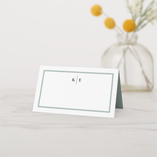 Monogram Dusty Green Table Place Card Plaatskaartje (Voorkant)