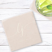 Monogram Dusty Roos Roze Eenvoudig Elegant Script Stenen Onderzetter