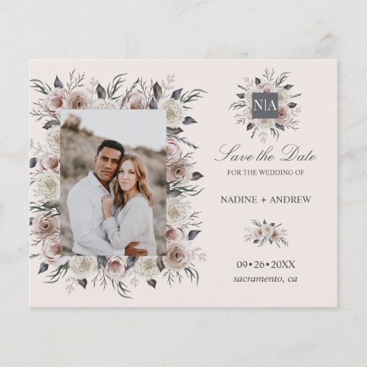 Monogram Dusty Roos Weddenschap foto BEWAART DE DA (Voorkant)