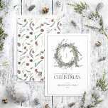 Monogram Dusty Winter Wreath Merry Kersthotel Feestdagenkaart<br><div class="desc">Hoe kunnen we vakantievrolijken beter verspreiden dan met onze Monogram Dusty Winter Waterverf Wreath Merry Kerstfeestdag Kaart? Deze mooie kaart is voorzien van een moderne, groenere, met eucalyptus en botanische wintergroene elementen, die je monogram vormgeven. Het woord "Merry"wordt elegant geschreven in een manuscriptdoopvont, makend dit de perfecte kaart om naar...</div>