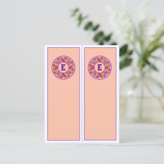  Monogram E Bladwijzer Briefkaart (Staand voorkant)