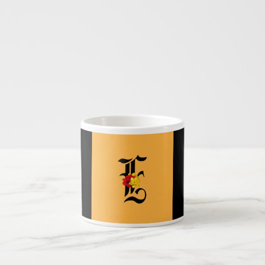 Monogram E Bloem Zwart Espresso Kop (Voorkant)