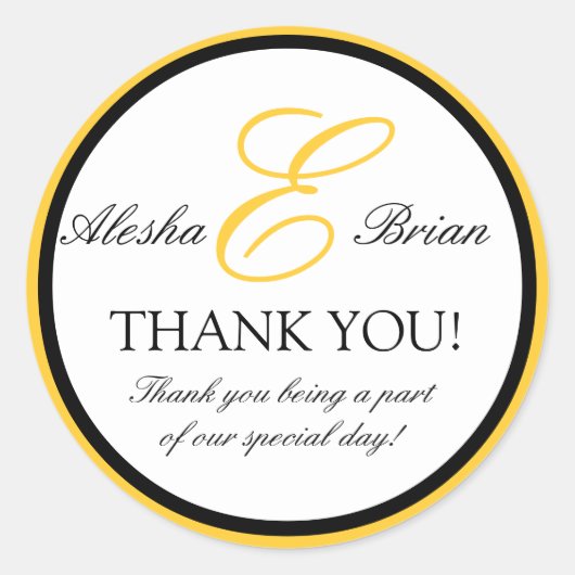 Monogram E BruiloftDank u Stickers (Voorkant)
