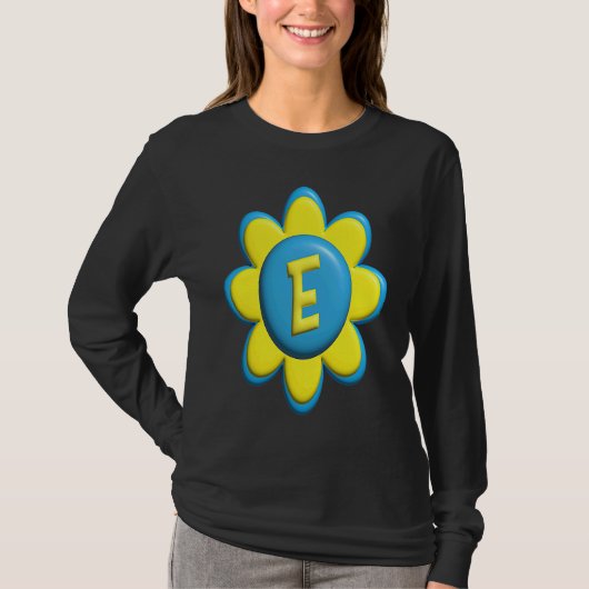 Monogram E  Colorful Flower T-shirt (Voorkant)