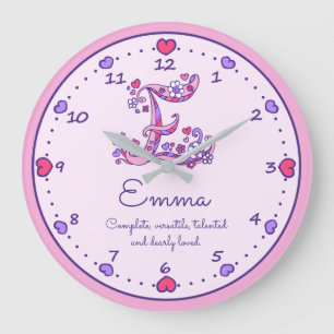 Monogram E Emma hearts name meaning clock Grote Klok